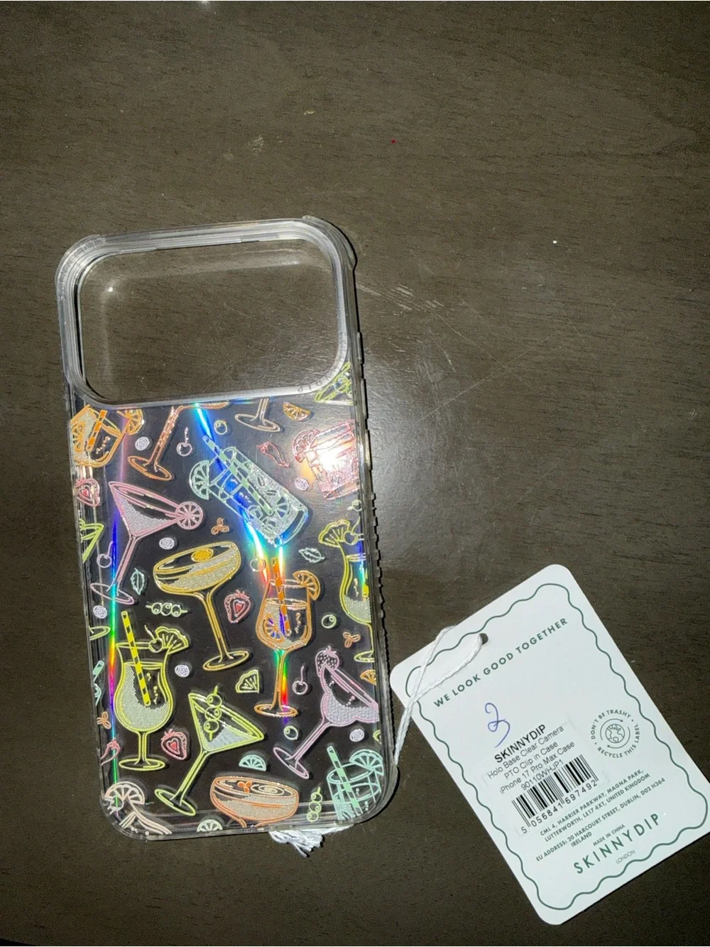 Holographic Cocktail Clear Phone Case - Pink Accents